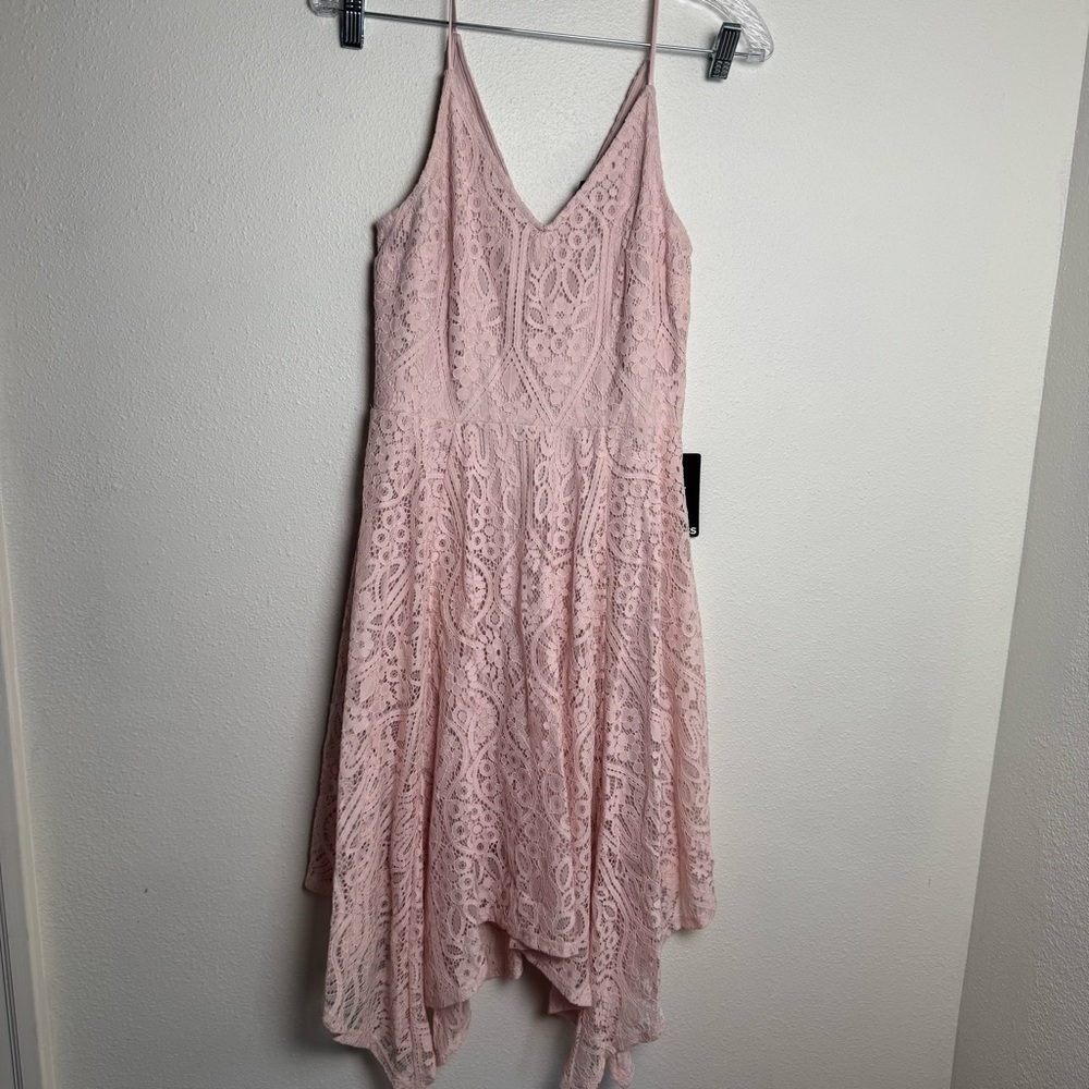 Express Blush Asymmetrical Lace Dress Hanker-chief‎ dress Pink fairy fairycore